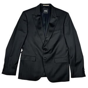 Hugo Boss H-Huge Virgin Wool Tuxedo Blazer Jacket Black Size 42 R US